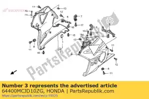 Honda 64400MCJD10ZG conjunto de capucha, r. inferior (wl) * - Lado inferior