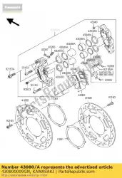 caliper-sub-assy, ?? Fr, lh, s van Kawasaki, met onderdeel nummer 430800009GN, bestel je hier online: