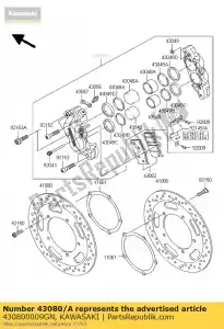 Kawasaki 430800009GN caliper-sub-assy, ??fr, lh, s - Onderkant