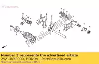 24213KK0000, Honda, widelec, l. zmiana biegu honda nx  xr r 2 xr250r nx250 250 , Nowy