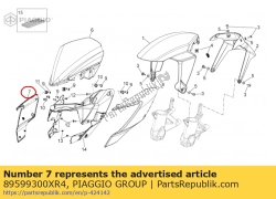 Aprilia 89599300XR4, Panneau latéral droit, rouge, OEM: Aprilia 89599300XR4