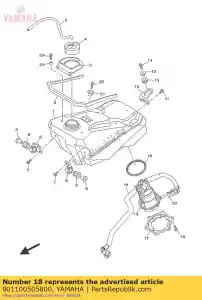 yamaha 901100505800 perno, cabeza hexagonal - Lado inferior