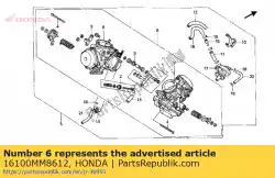 geen beschrijving beschikbaar op dit moment van Honda, met onderdeel nummer 16100MM8612, bestel je hier online: