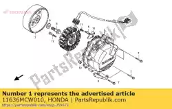 Here you can order the gasket, a. C. Generator cover from Honda, with part number 11636MCW010: