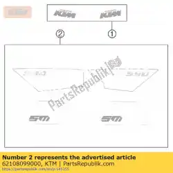 stickerset 990 supermoto t 11 van KTM, met onderdeel nummer 62108099000, bestel je hier online: