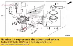 Aqui você pode pedir o suporte, jato de agulha em Honda , com o número da peça 16165GCF670: