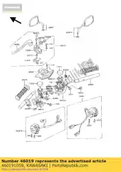 grip, gas geven van Kawasaki, met onderdeel nummer 460191058, bestel je hier online: