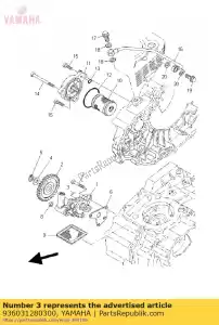 yamaha 936031280300 pin, dowel - Bottom side