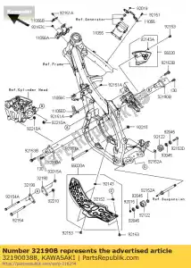 Kawasaki 321900388 bracket-engine,upp,rh - Bottom side