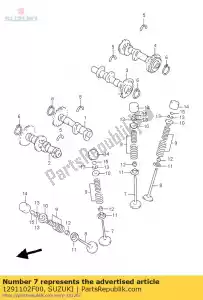 suzuki 1291102F00 válvula de admisión - Lado inferior