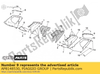 AP8148530, Aprilia, chiusura carena superiore sinistra verniciato nero, Usato