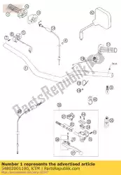 stuur d = 28 mm hoog 04 van KTM, met onderdeel nummer 54802001100, bestel je hier online: