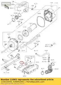 kawasaki 110610956 01 junta, colector de admisión - Lado inferior