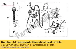 Honda 16100KZ4B00 carburador assy - Lado inferior