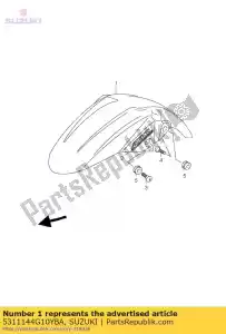 Suzuki 5311144G10YBA guardabarros delantero - Lado inferior