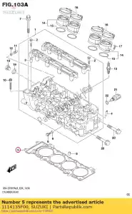 suzuki 1114135F00 gasket,cylinder - Bottom side