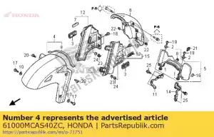 Honda 61000MCAS40ZC fender comp., fr. (a) * nh - Lado inferior