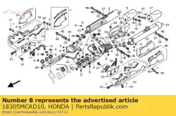 Ici, vous pouvez commander le silencieux d'échappement, r. Auprès de Honda , avec le numéro de pièce 18305MCAD10: