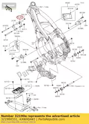 Aqui você pode pedir o motor de suporte, fr em Kawasaki , com o número da peça 321900331: