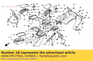 honda 64461MCT960 tampa, r. bolso interno - Lado inferior