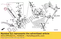 45510MGSD31, Honda, subconjunto do cilindro, fr. mestre (nissin) honda  nc 700 750 2012 2013 2017 2018 2019 2020, Novo