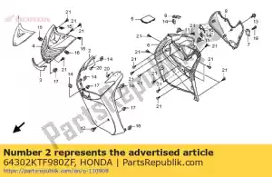 Honda 64302KTF980ZF cubierta, fr. inferior * y205p * - Lado inferior