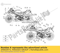 Aprilia 2H002973, Rechter hoes sticker, OEM: Aprilia 2H002973