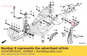 honda 18345MFJD00 borracha, protetor interno - Lado inferior