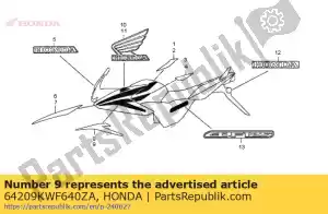 Honda 64209KWF640ZA listra b, l. fr. capuz - Lado inferior