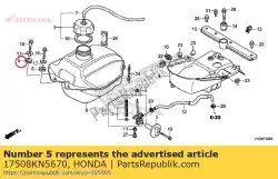 rubber, tankmontage van Honda, met onderdeel nummer 17508KN5670, bestel je hier online:
