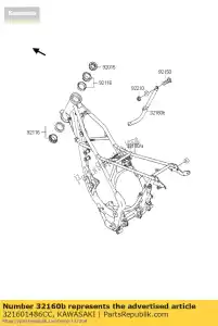 kawasaki 321601486CC frame-comp,downtube,r kx80-w1 - Bottom side