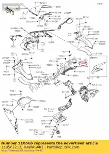 Kawasaki 110562212 bracket,inner cowling,rh - Bottom side