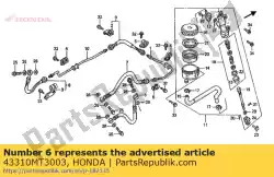 Aquí puede pedir manguera, rr. Freno (a) de Honda , con el número de pieza 43310MT3003: