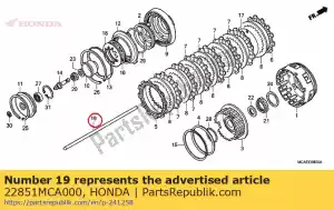 Honda 22851MCA000 tige, poussoir d'embrayage - La partie au fond