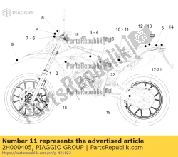 Aprilia 2H000405, Decalque do painel lateral traseiro lh, OEM: Aprilia 2H000405