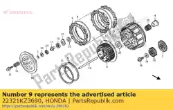 plaat b, koppeling van Honda, met onderdeel nummer 22321KZ3690, bestel je hier online: