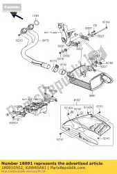 body-comp-uitlaat kle650a9f van Kawasaki, met onderdeel nummer 180910502, bestel je hier online: