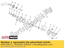 Aprilia AP9150071, Conjunto de eje de bomba de aceite., OEM: Aprilia AP9150071