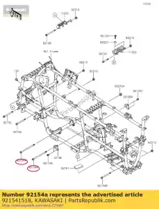 Kawasaki 921541518 perno, bridado, 12x190 - Lado inferior