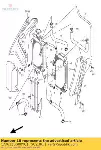 Suzuki 1776135G00YU1 couvercle, radiateur, - La partie au fond