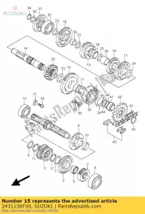 suzuki 2431136F00 versnelling, 1e aangedreven - Onderkant