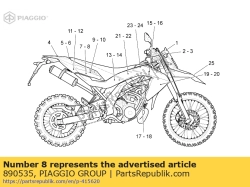 Aprilia 890535, Lh calcomanía de carenado trasero 