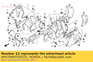 Honda 64470MATD50ZD conjunto de capucha, l. inferior (wl) * - Lado inferior