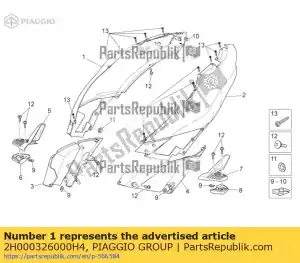 Piaggio Group 2H000326000H4 carénage arrière droit. argent - La partie au fond