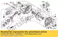 91061MT3003, Honda, Roulement, bille radiale (qj3 honda gl goldwing se st pan european  vtx s vt cx a valkyrie f6c c1 bagger f6 b c nsa dn01 cxa gold wing interstate i deluxe abs 8a aspencade fury gl1500 st1100 gl1500se st1100a gl1500a gl1500c gl1800a st1300 st1300a vtx1800c vtx1300s vtx1800c1 gl1800 air, Nouveau