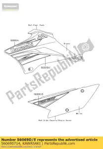 Kawasaki 560690714 patroon, zijkap, links - Onderkant