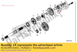 Here you can order the bearing, radial ball, 22x52x15 from Honda, with part number 91003MCA003: