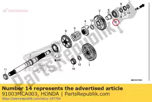 honda 91003MCA003 rodamiento, bola radial, 22x52x15 - Lado inferior