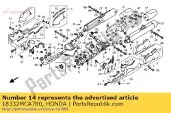rubber d van Honda, met onderdeel nummer 18332MCA780, bestel je hier online: