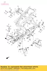 Ici, vous pouvez commander le repose-pieds 1 auprès de Yamaha , avec le numéro de pièce 5D7F74110000: